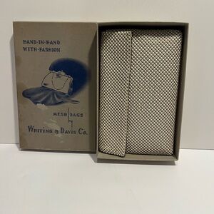 VintageWhiting & Davis Mesh Bag in Silver in Box white cream color metal clutch